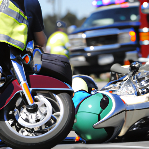 זירת תאונת אופנוע עם שוטרים וצוותי חירום מטפלים ברוכב הפצוע.