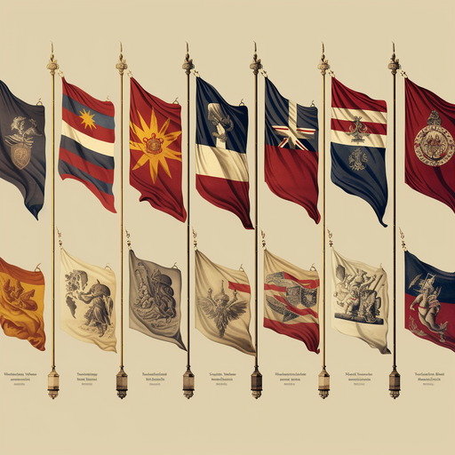 ציר זמן המציג את האבולוציה של עיצובי הדגל לאורך ההיסטוריה, תוך התמקדות באירועים היסטוריים משמעותיים