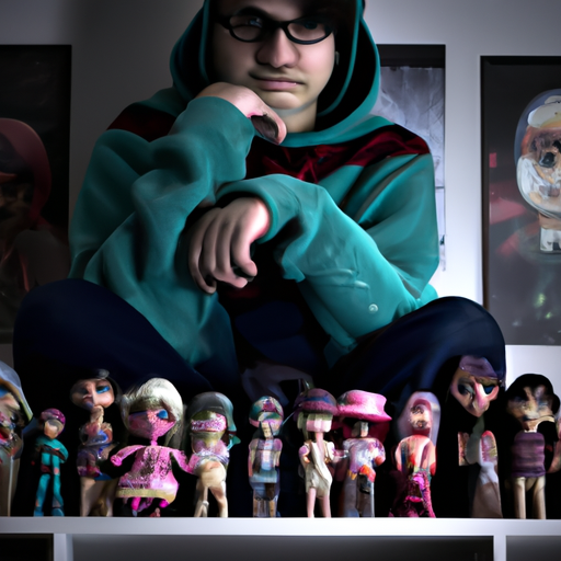 תמונה של אספן עם אוסף בובות הפופ שלהם